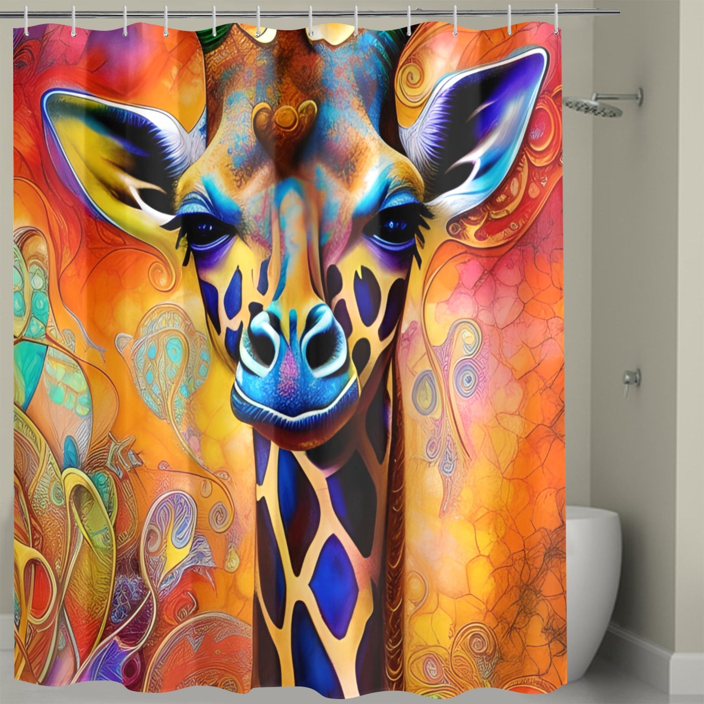 Watercolor Giraffe Shower Curtain Shower Curtain 72" x 72"